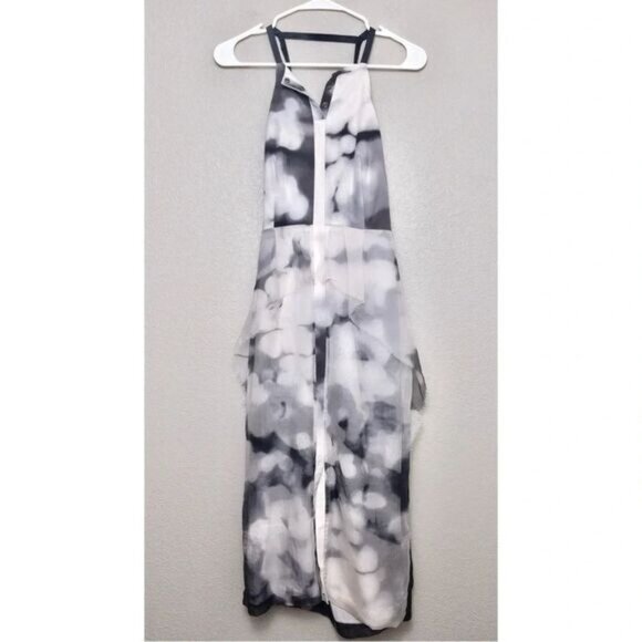 Rachel Comey Aten Silk Watercolor Dress 4 Square Neckline Organza Ruffle - Picture 3 of 12